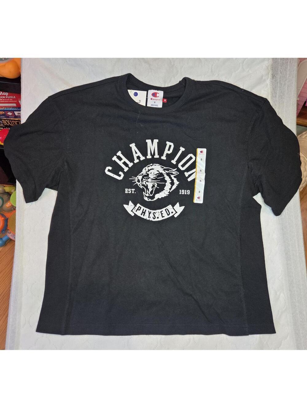 Champion Black Graphic T-Shirt with Phys. Ed. Print